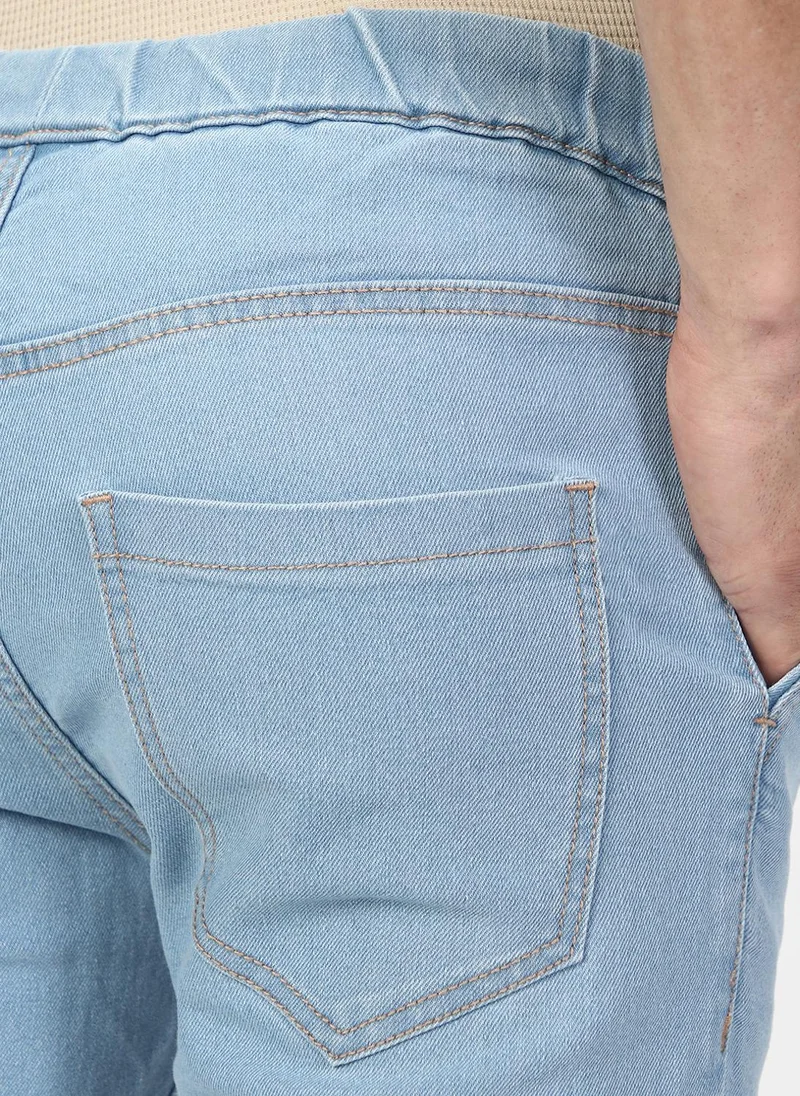 Urbano Fashion  Urbano Fashion Men's Ice Blue Slim Fit Washed Jogger Jeans Stretch for Men | Best Price UAE
